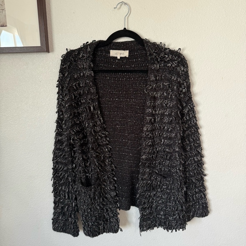 The Great Monster loop knit yarn cardigan sweater Metallic Black 1 Small - Picture 4 of 8